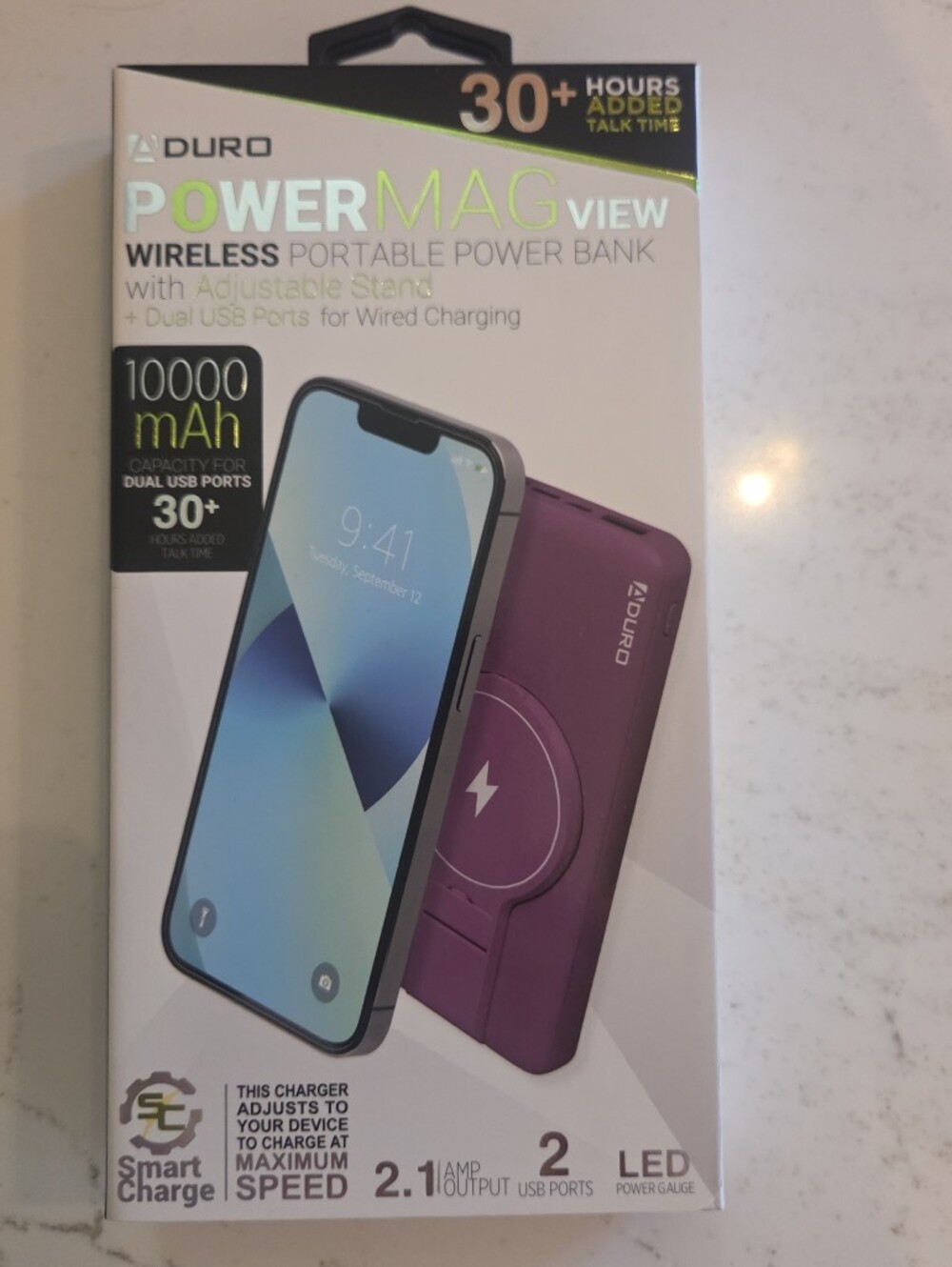DURO PowerMag View 10000mAh Wireless Portable Power Bank - Purple